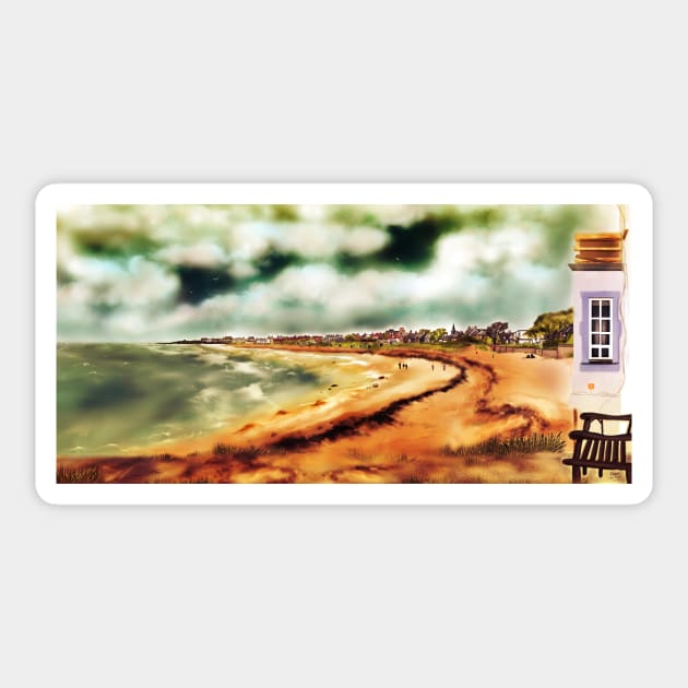 Elie Shorefront [Digital Landscape and Architecture Illustration] Scottish Seaside Towns 2 Sticker by grantwilson